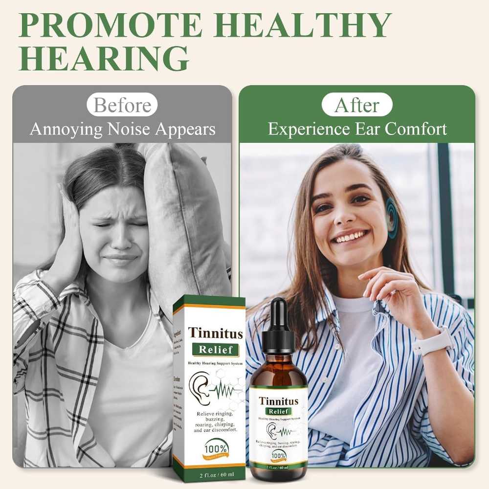 Tinnitus Relief Ear Drops (20ml) - Natural Herbal Formula, Relieves Tinnitus & Ear Ringing, Reduces Ear Itching, Supports Ear Canal Health, Hearing Care Drops
